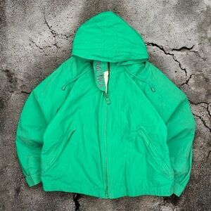 Vintage Green Nautica Windbreaker Bomber Jacket With Hood